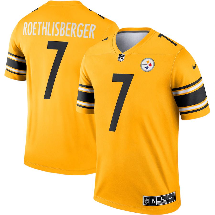 Men Pittsburgh Steelers 7 Ben Roethlisberger Nike Gold Inverted Legend NFL Jersey